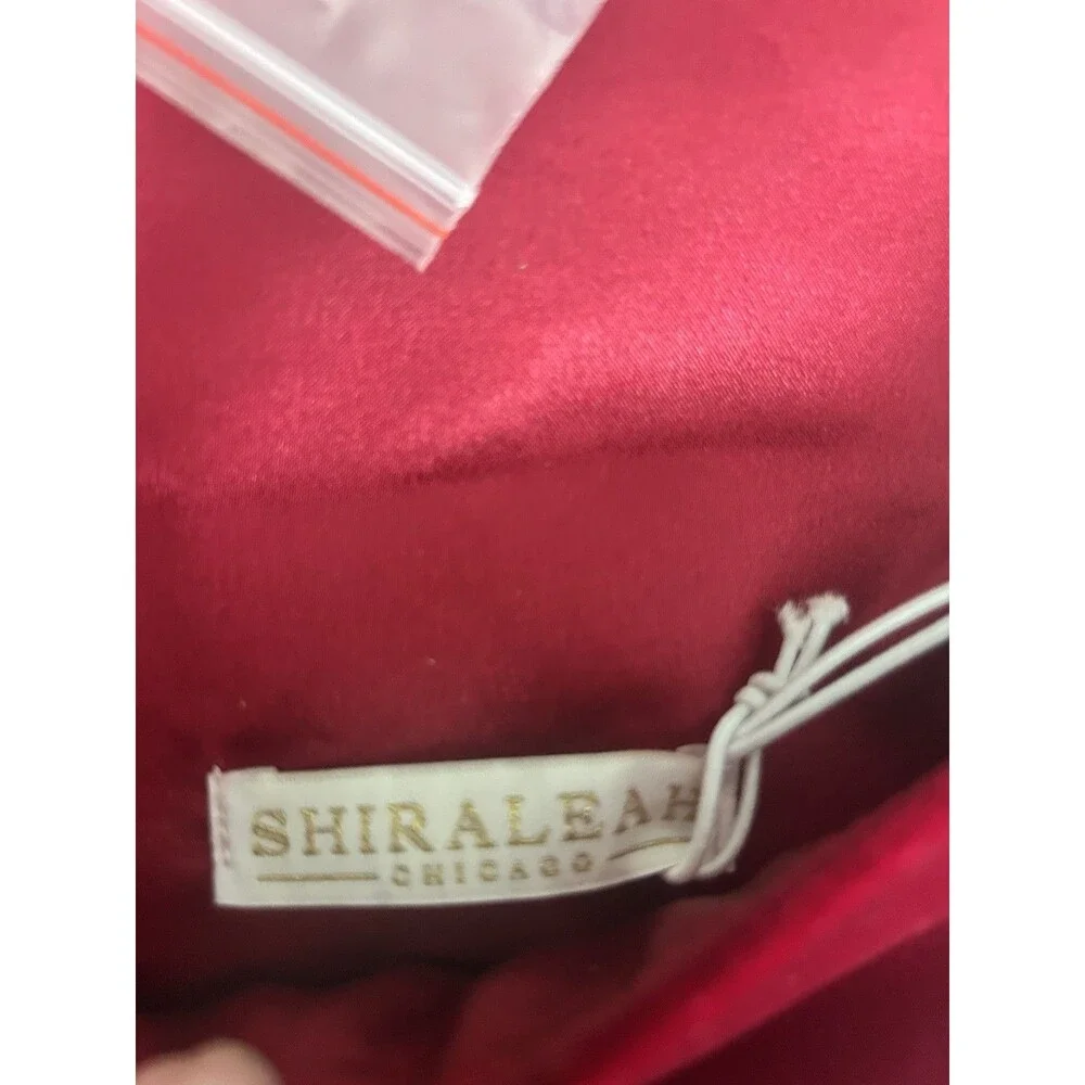 Shiraleah Burgundy Beaded Embroidered Starburst clutch Bag Gold Chain Strap new